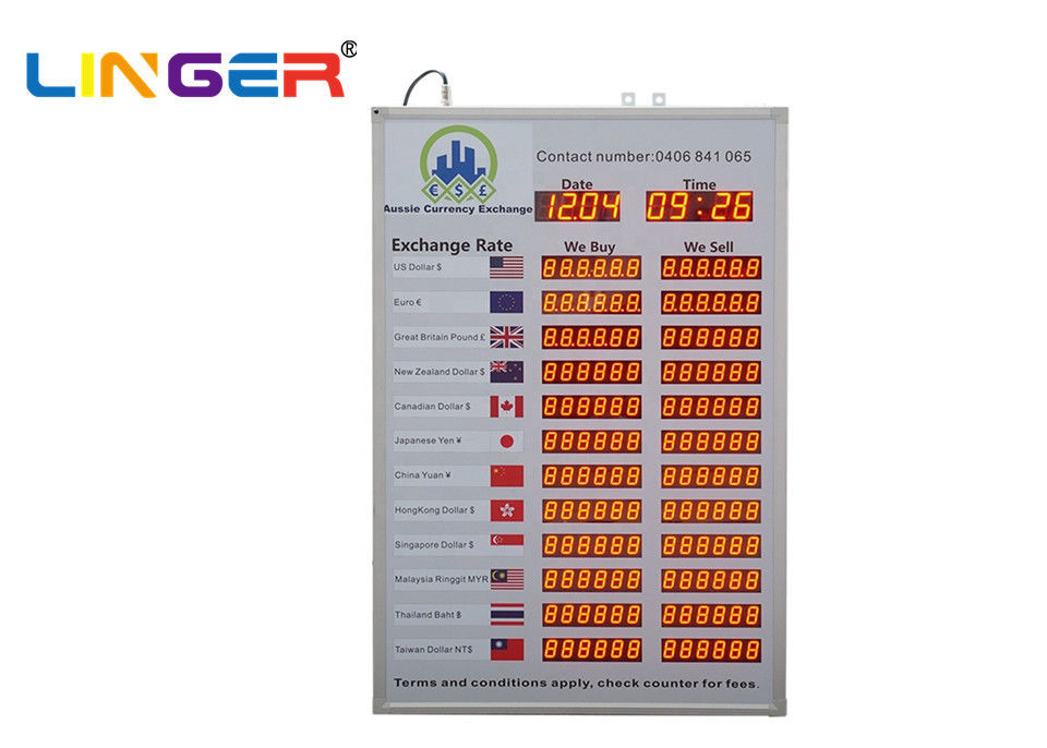Linger Foreign Exchange Rate Display Board / Led Exchange Currency Sign