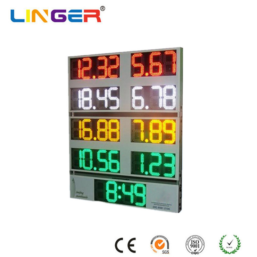 10 Inch Outside Digital Gas Price Signs Aluminium Frame / Iron Cabinet With Clock